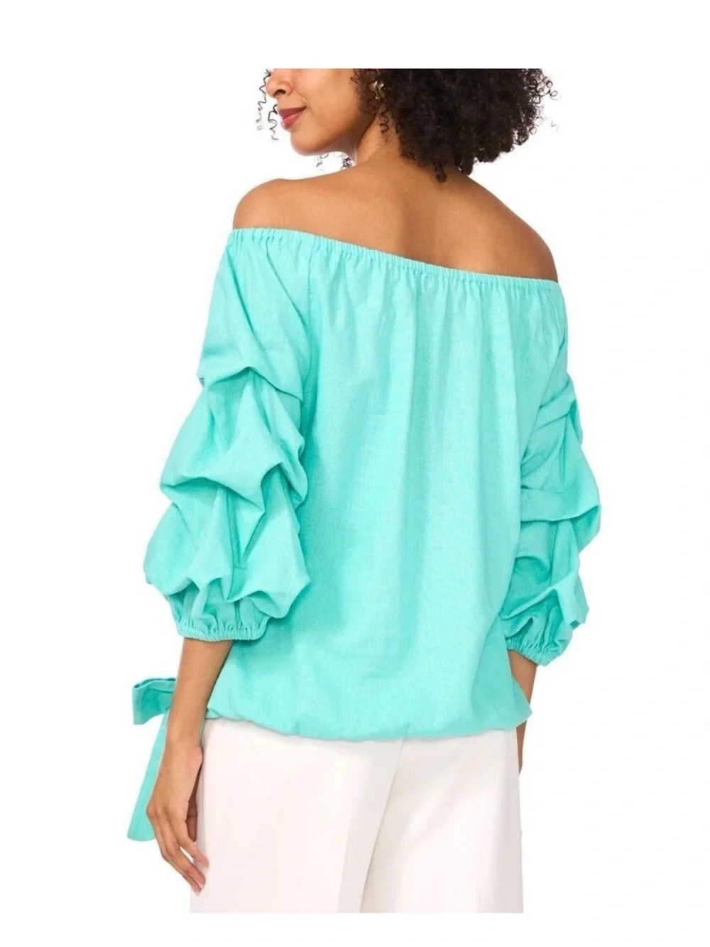Vince Camuto Linen-Blend Off-The-Shoulder Blouse Size large - Picture 3 of 5